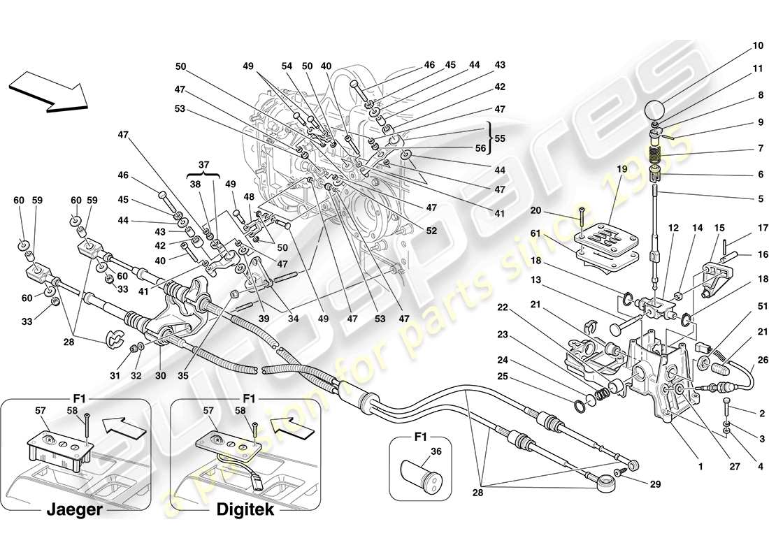 ferrari f430 coupe (europe) externe getriebesteuerung ersatzteildiagramm