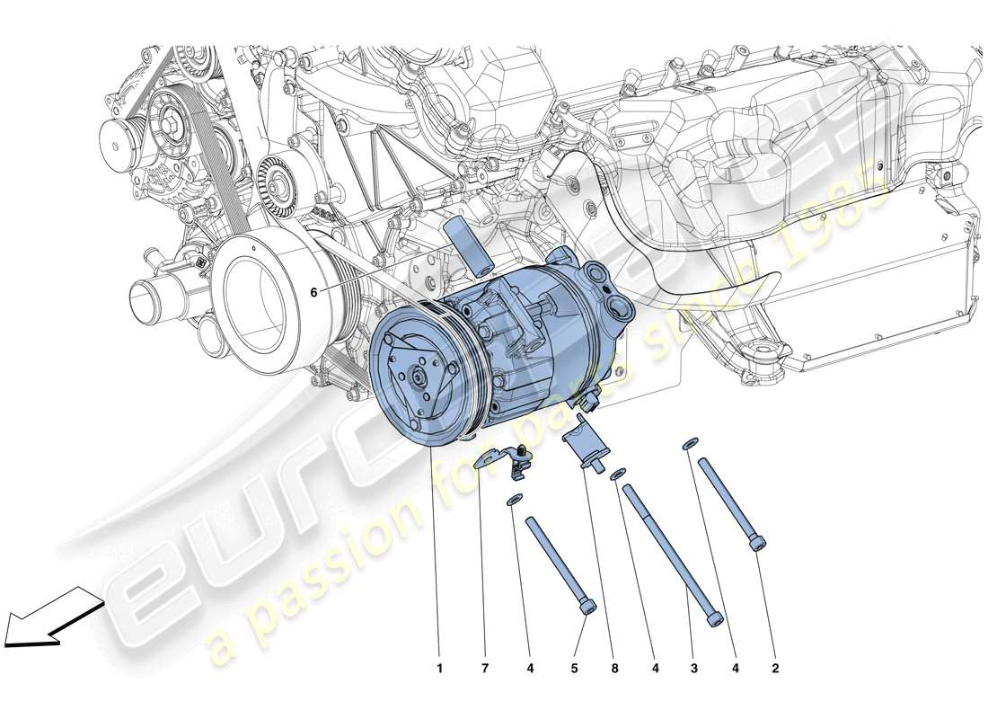 ferrari 812 superfast (usa) ac-system-kompressor - teilediagramm