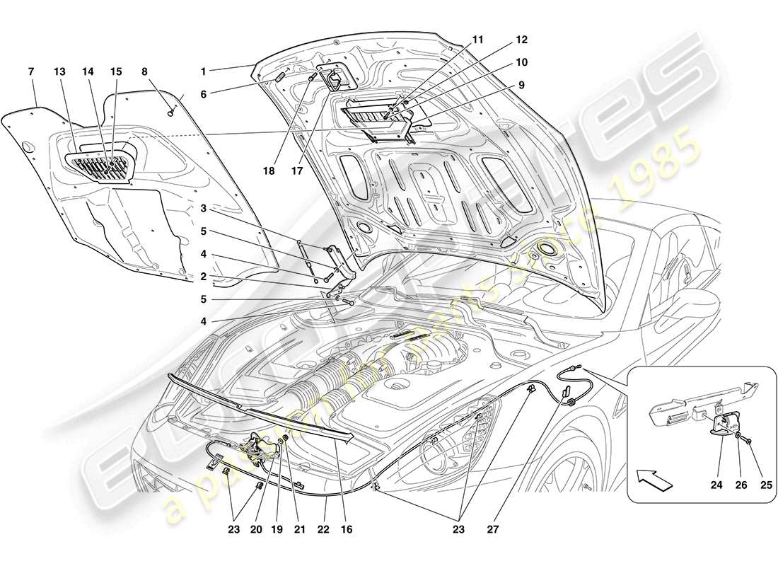 ferrari california (europe) vorderdeckel teilediagramm