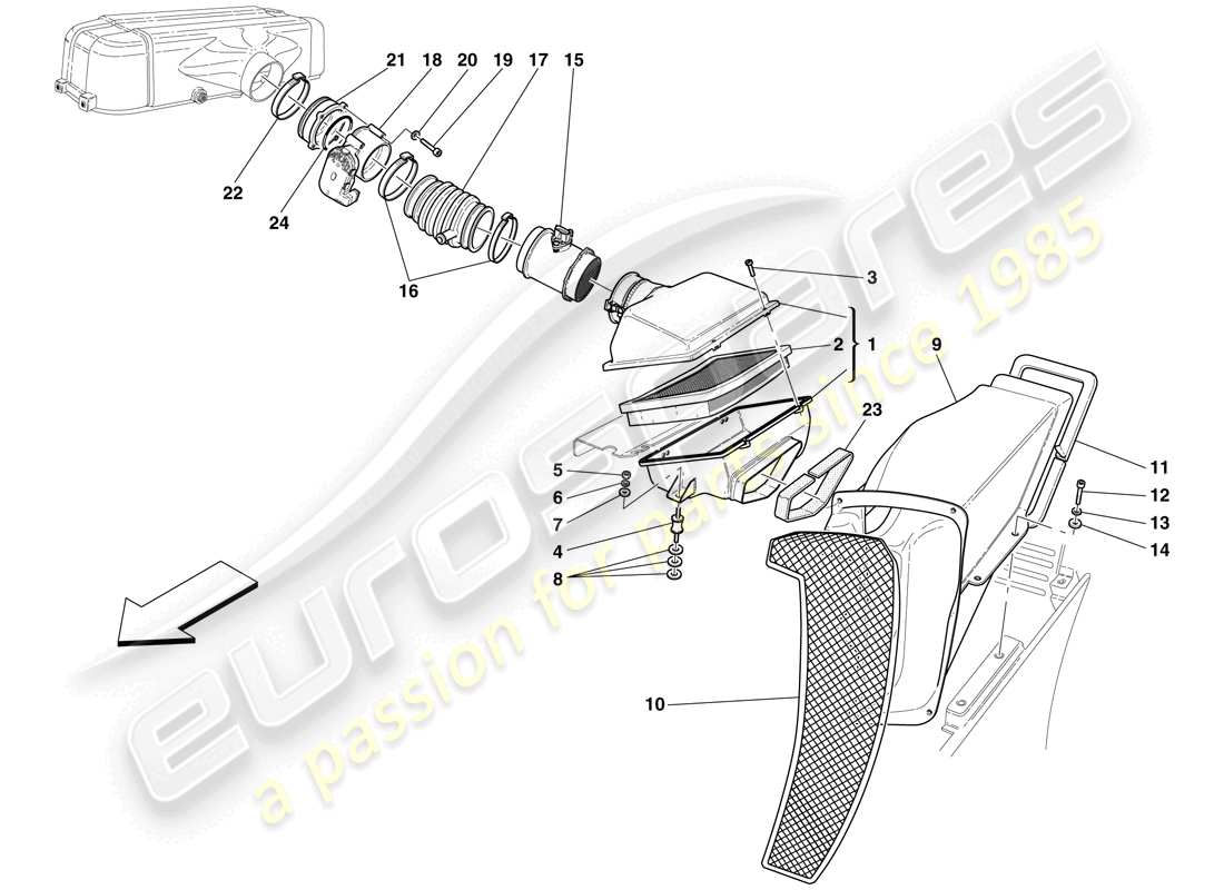 maserati mc12 lufteinlass- und drosselklappengehäuse teilediagramm