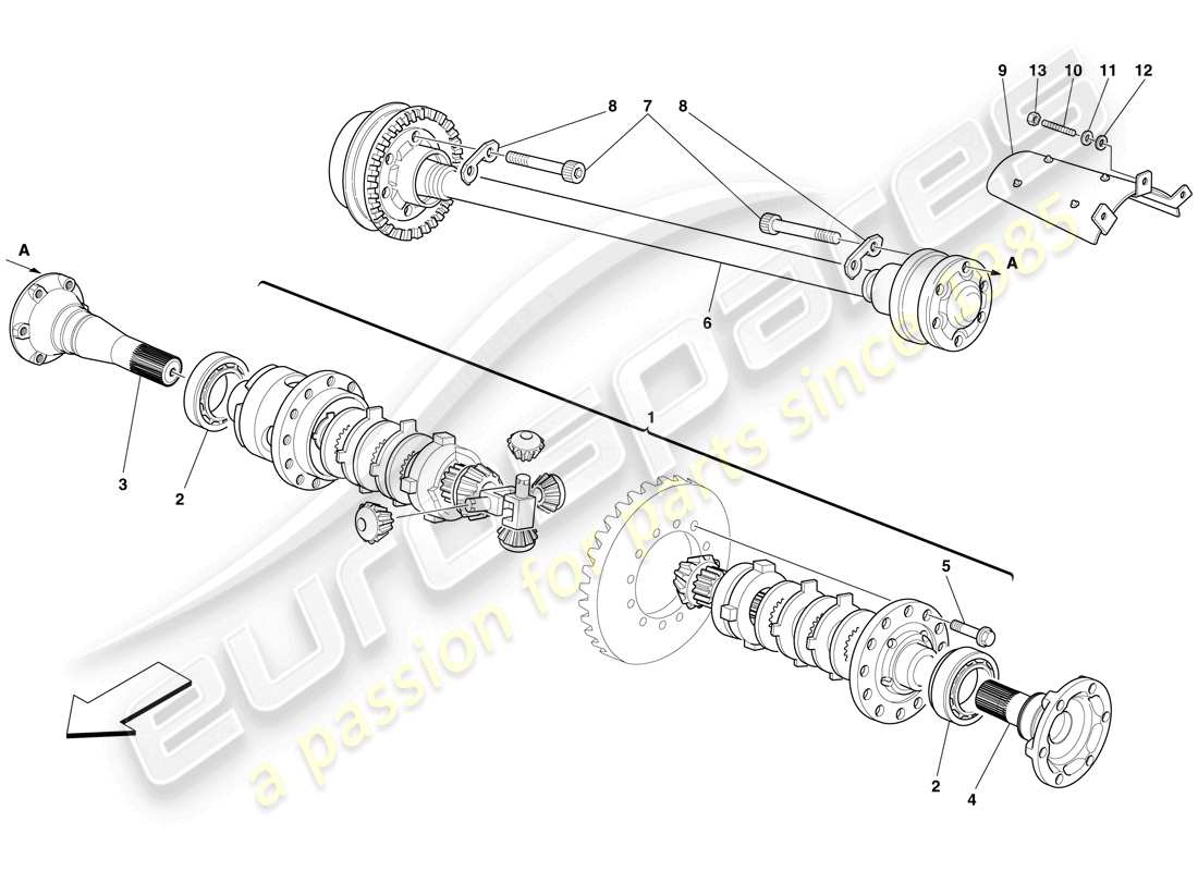 maserati mc12 differential- und achswelle teilediagramm