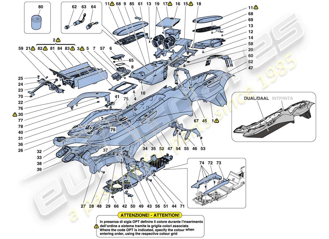 ferrari gtc4 lusso (rhd) tunnel - unterkonstruktion und zubehör teilediagramm