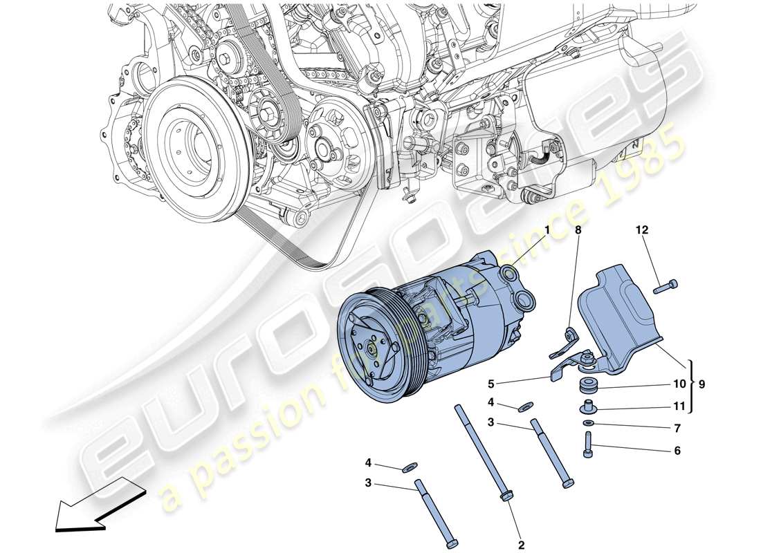 ferrari 458 spider (usa) ac-system-kompressor - teilediagramm