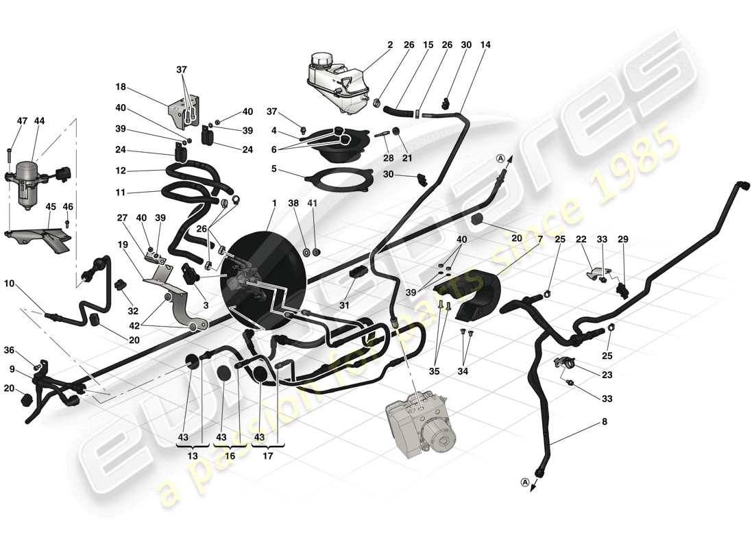 ferrari laferrari (europe) hydraulische bremssteuerung und kraftstoffbremssystem teilediagramm
