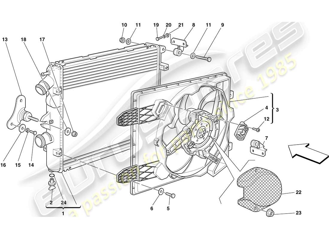 ferrari f430 coupe (usa) teilediagramm für kühlsystemkühler