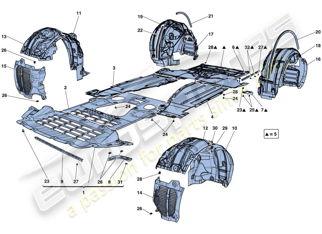 ferrari california t (europe) flacher unterboden und radhäuser teilediagramm