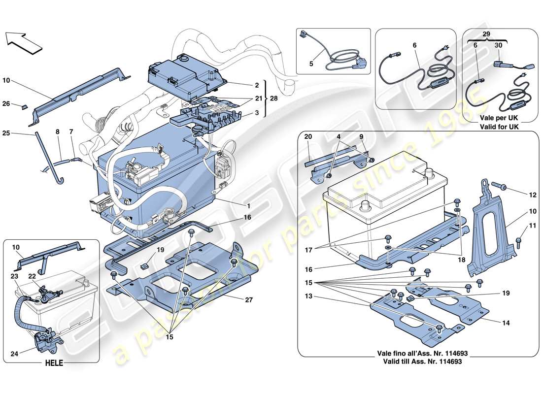 ferrari 458 spider (europe) batterie teilediagramm