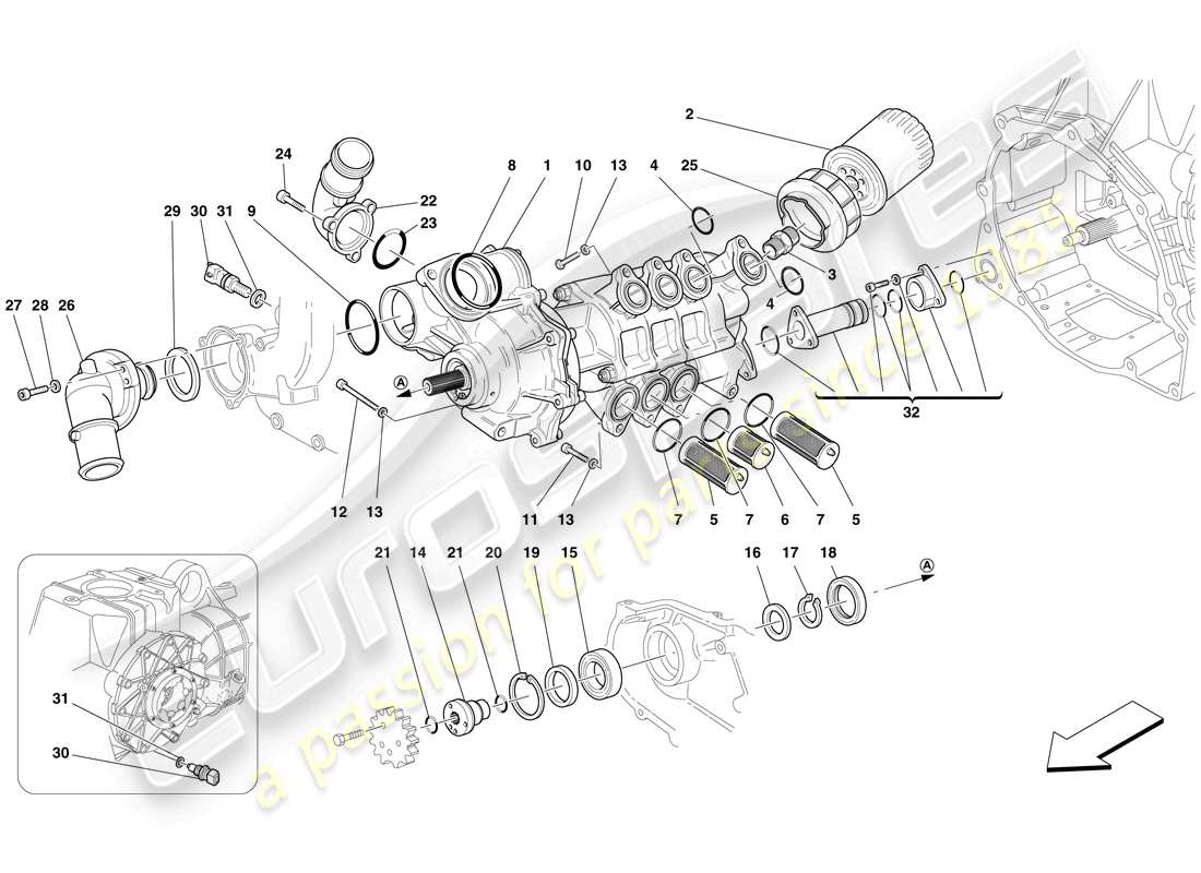 ferrari f430 scuderia spider 16m (usa) öl-/wasserpumpe ersatzteildiagramm