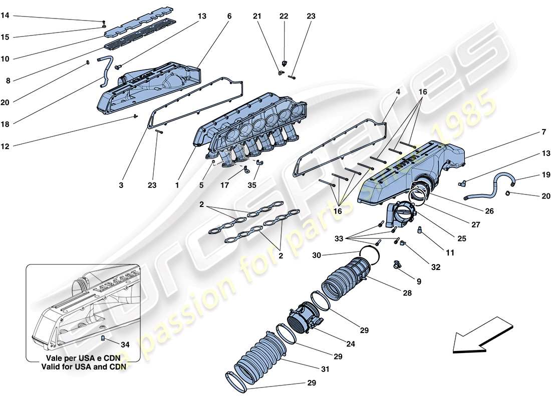 ferrari ff (rhd) ansaugkrümmer - teilediagramm