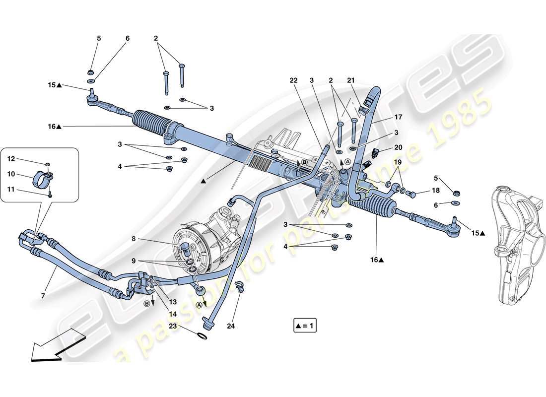 ferrari ff (usa) hydraulisches servolenkgetriebe - teilediagramm