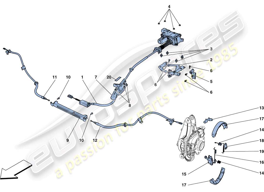 ferrari ff (rhd) parkbremssteuerung teilediagramm