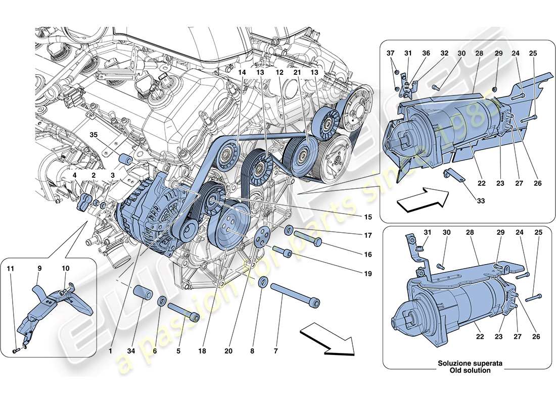 ferrari ff (rhd) lichtmaschine - anlasser - ersatzteildiagramm