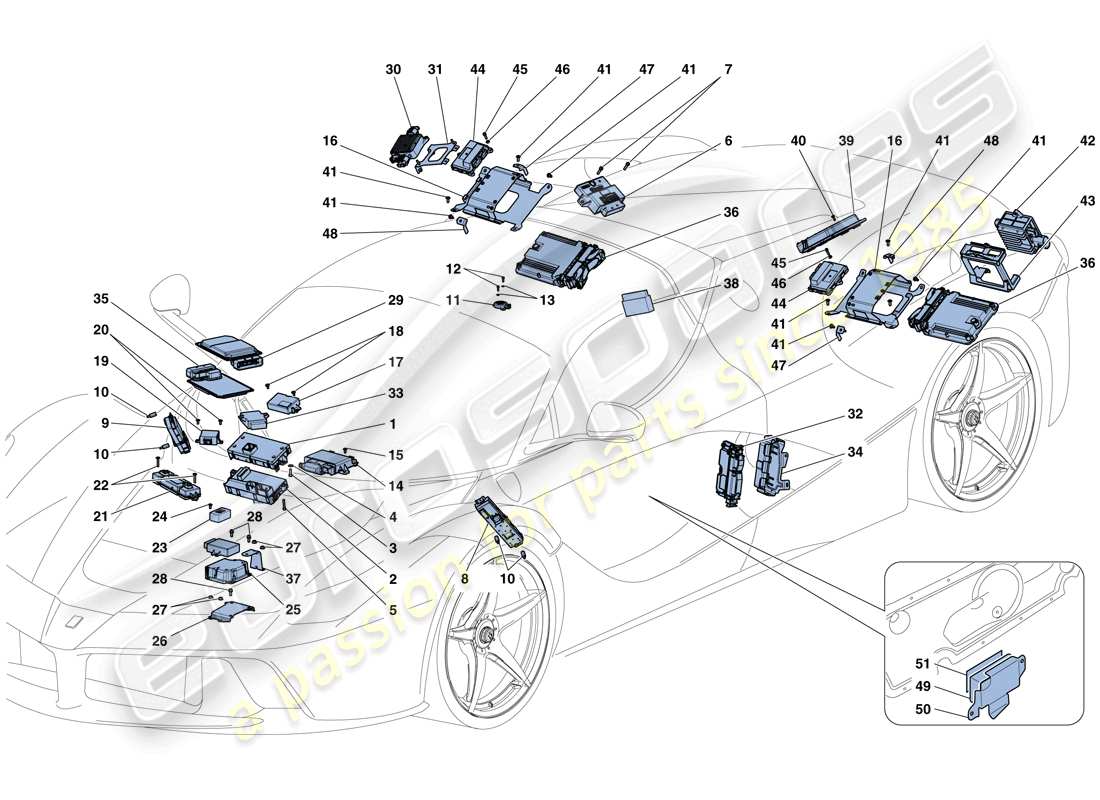 ferrari laferrari aperta (usa) teilediagramm für fahrzeug-ecus