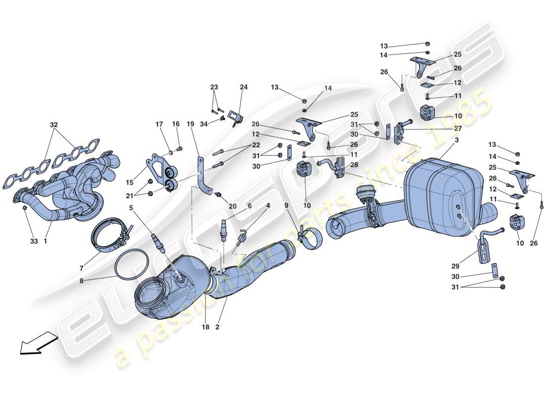 ferrari laferrari aperta (usa) auspuffanlage teilediagramm