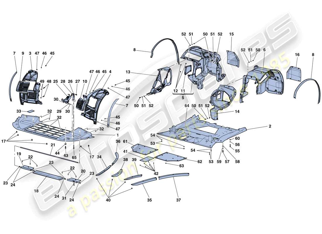 ferrari laferrari aperta (usa) flache unterboden- und radkasten-ersatzteildiagramm