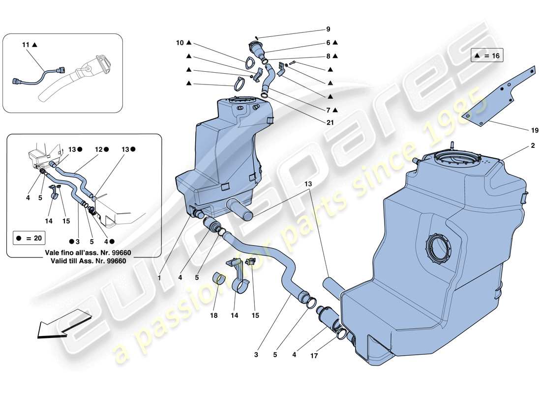 ferrari 458 italia (usa) kraftstofftank und einfüllstutzen teilediagramm