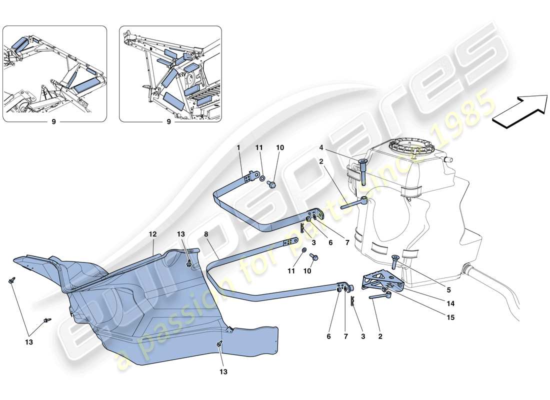 ferrari 458 speciale (usa) kraftstofftanks - befestigungselemente und schutzvorrichtungen ersatzteildiagramm