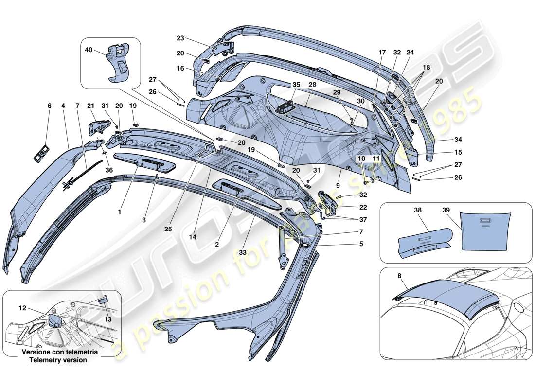 ferrari laferrari aperta (europe) dachhimmelverkleidung und zubehör teilediagramm