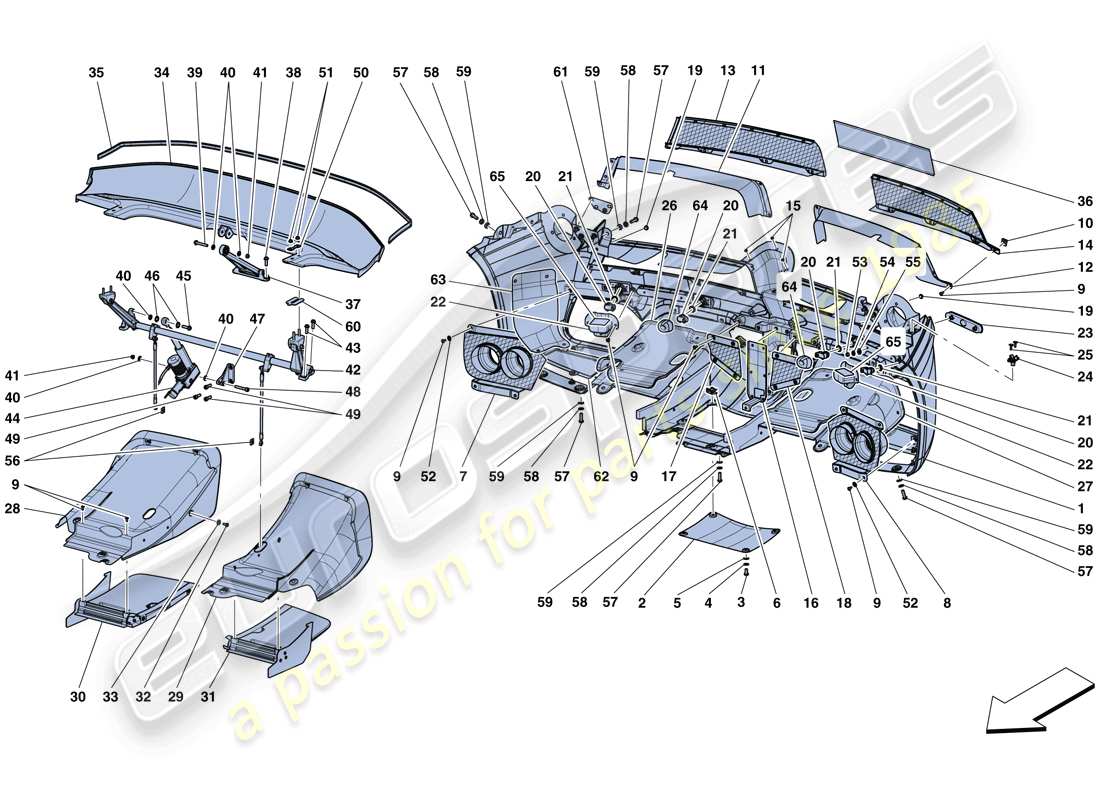 ferrari laferrari aperta (usa) hintere stoßstange teilediagramm