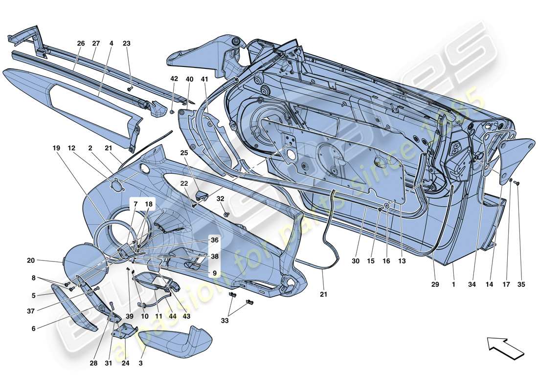 ferrari laferrari aperta (europe) türen - unterkonstruktion und verkleidung teilediagramm