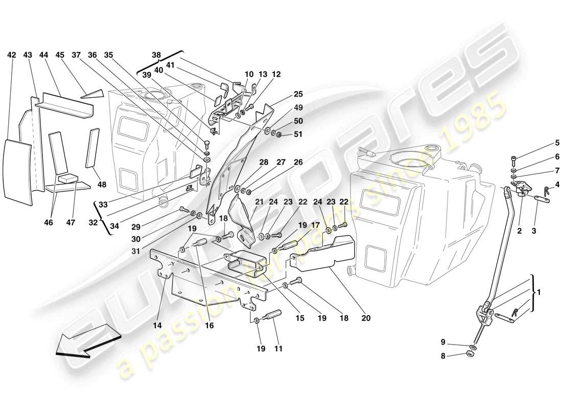 ferrari f430 spider (usa) kraftstofftanks - befestigungselemente und schutzvorrichtungen ersatzteildiagramm