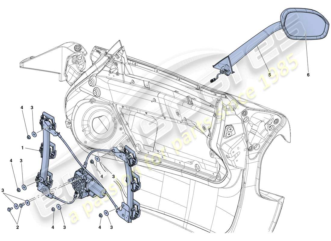 ferrari laferrari aperta (europe) türen - elektrische fensterheber und rückspiegel ersatzteildiagramm