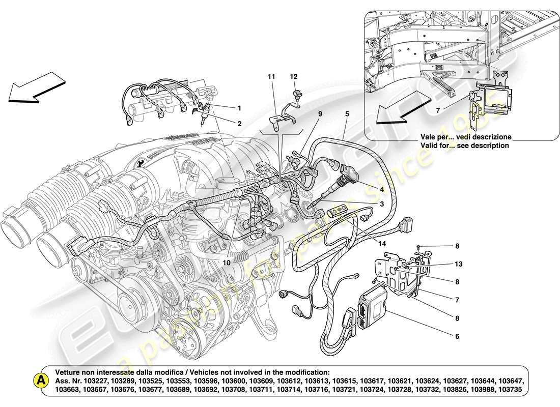 ferrari california (europe) linkes einspritzsystem – zündung teilediagramm