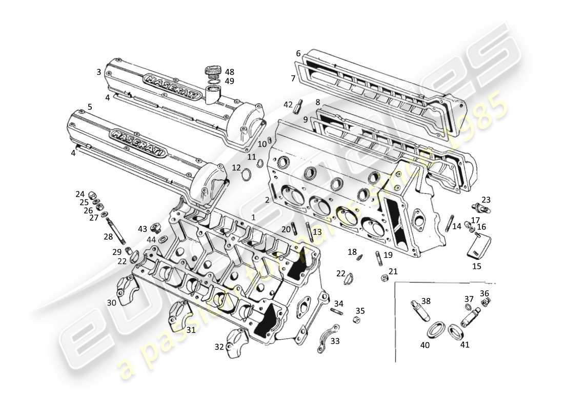 maserati kyalami zylinderköpfe teilediagramm
