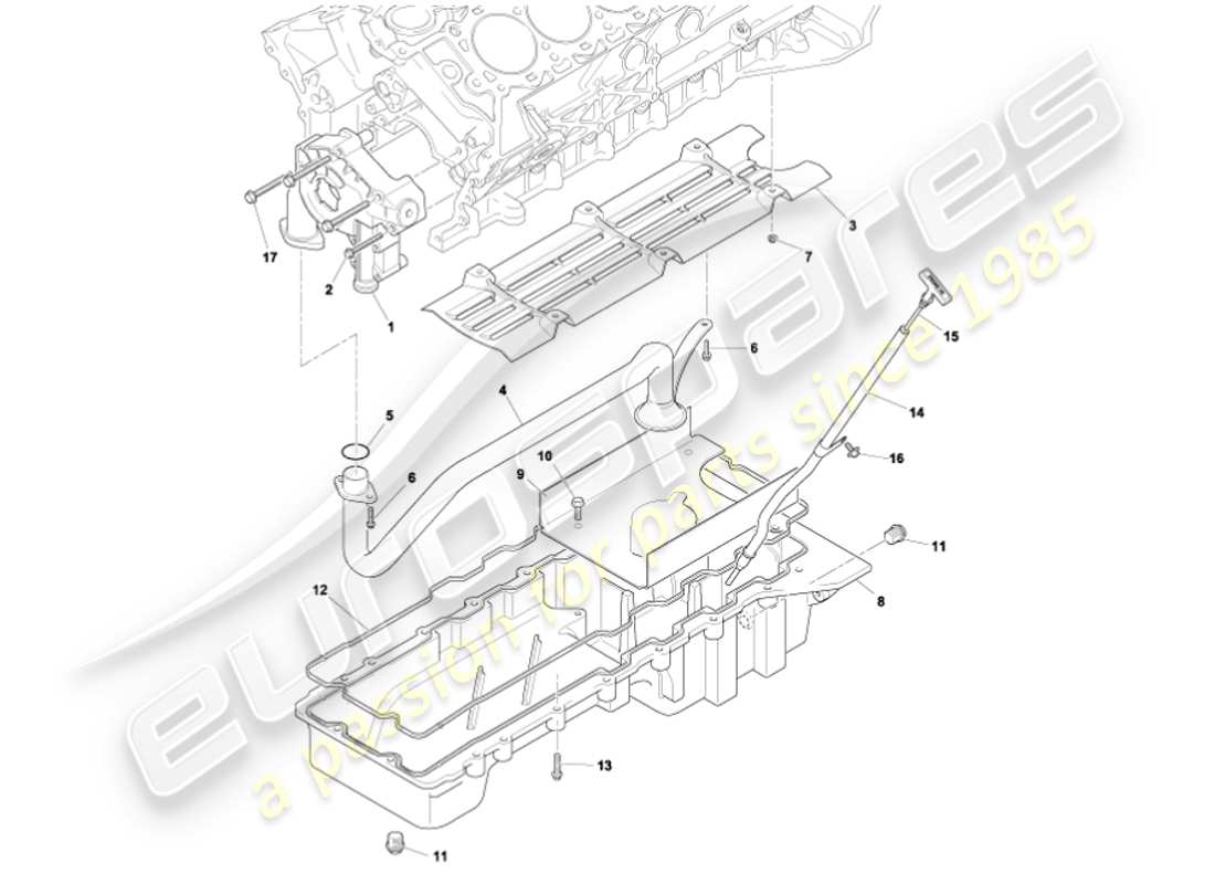 aston martin vanquish (2001) teilediagramm für ölpumpe und ölwanne