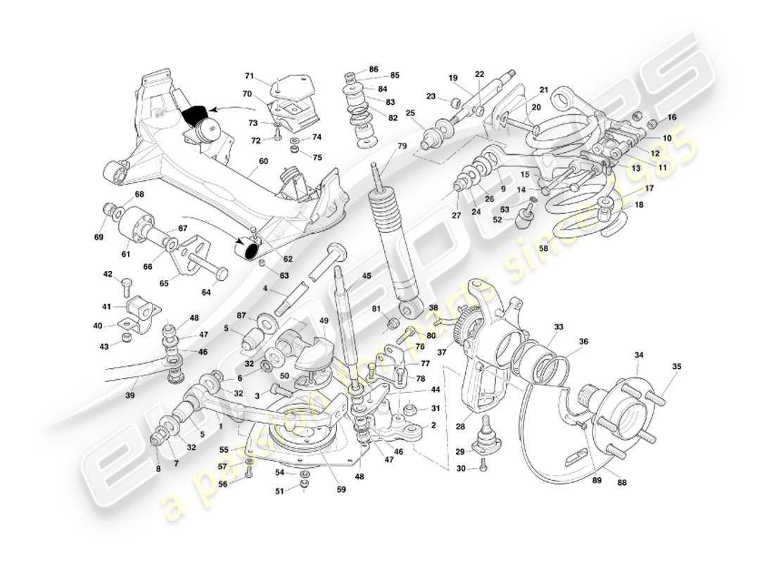 aston martin db7 vantage (2003) vordere aufhängung teilediagramm