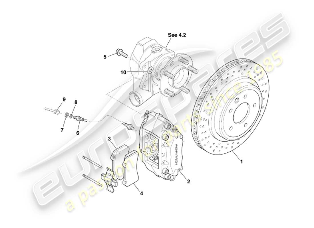 aston martin db7 vantage (2002) teilediagramm für hinterradbremsen