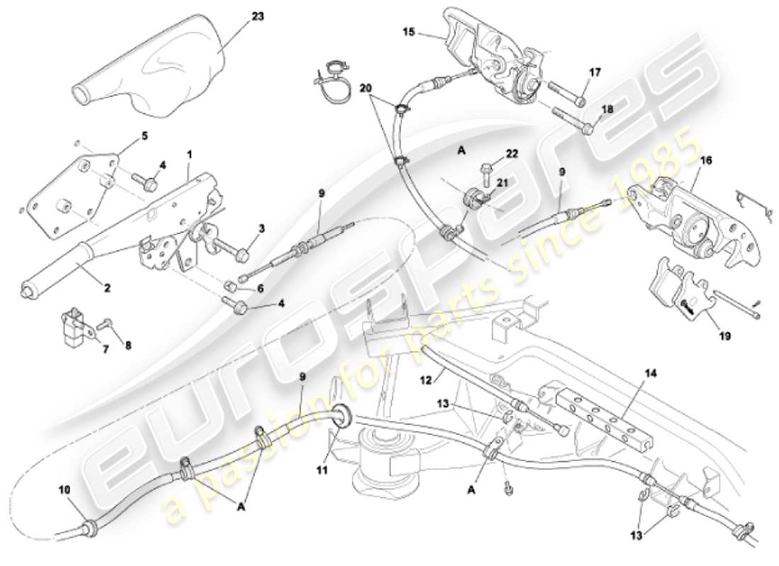 aston martin vanquish (2001) handbremse ersatzteildiagramm