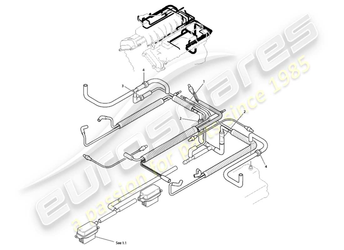 aston martin vanquish (2001) vakuumsystem, motorteildiagramm
