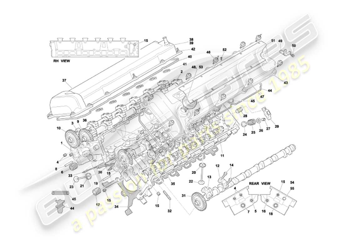 aston martin vanquish (2007) zylinderkopf-teilediagramm