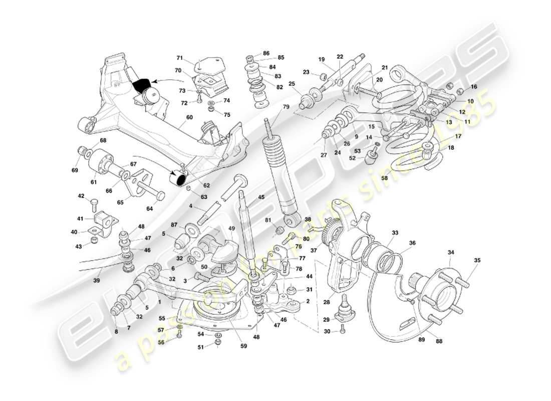 aston martin db7 vantage (2002) vordere aufhängung teilediagramm
