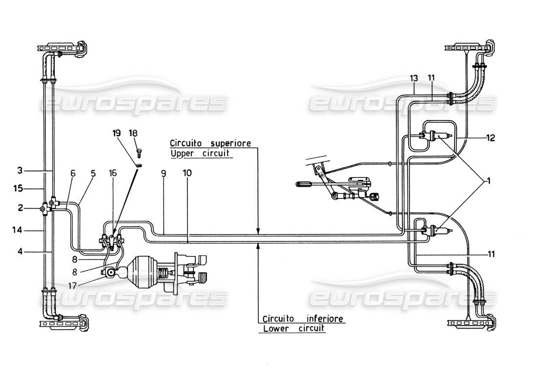 ferrari 365 gtb4 daytona (1969) bremssystem (1972 revision) teilediagramm