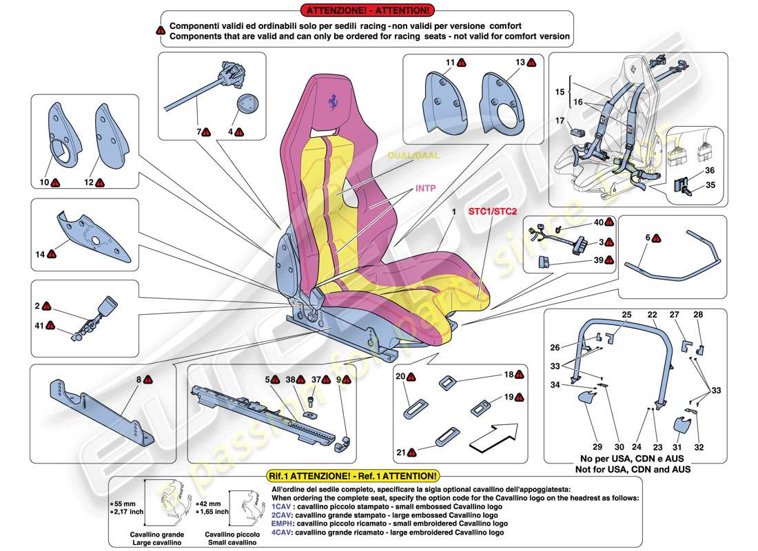 ferrari 458 italia (usa) rennsitz ersatzteildiagramm