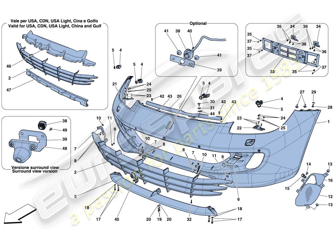 ferrari gtc4 lusso t (europe) frontstoßstange teilediagramm