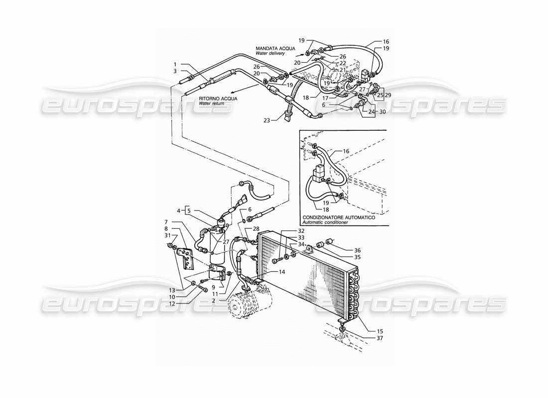 maserati ghibli 2.8 (abs) klimaanlage (rh-antrieb) mit freon r12 ersatzteildiagramm