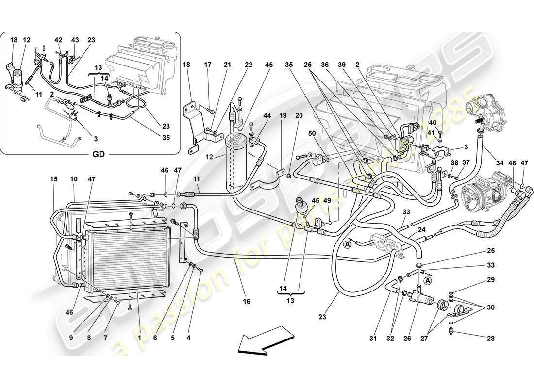 ein Teilediagramm aus dem Ferrari F430 Coupe (USA) Teilekatalog