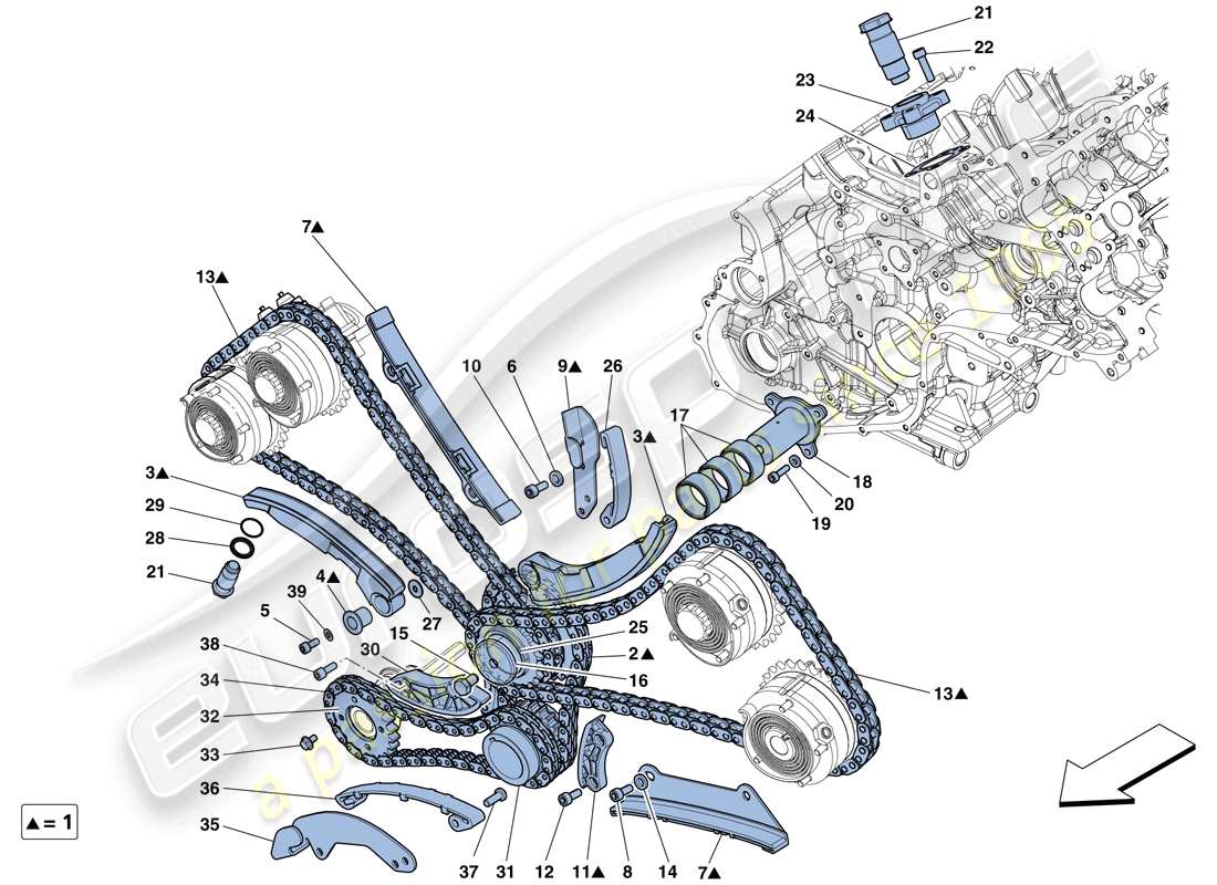 ein Teilediagramm aus dem Ferrari 458 Speciale (RHD) Teilekatalog