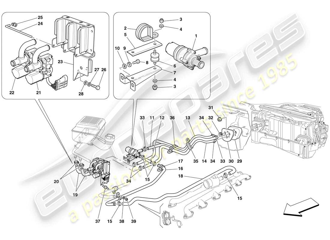 ein Teilediagramm aus dem Ferrari 612 Scaglietti (USA) Teilekatalog