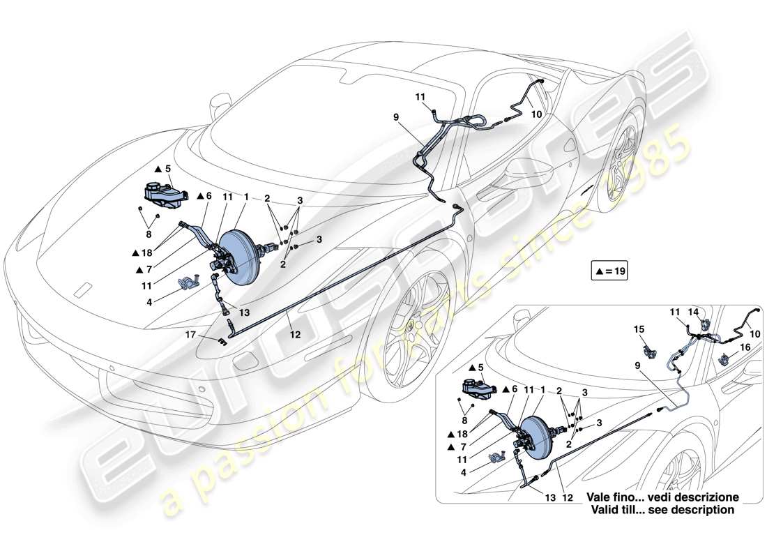 ein Teilediagramm aus dem Teilekatalog von Ferrari 458 Italia (Europe)