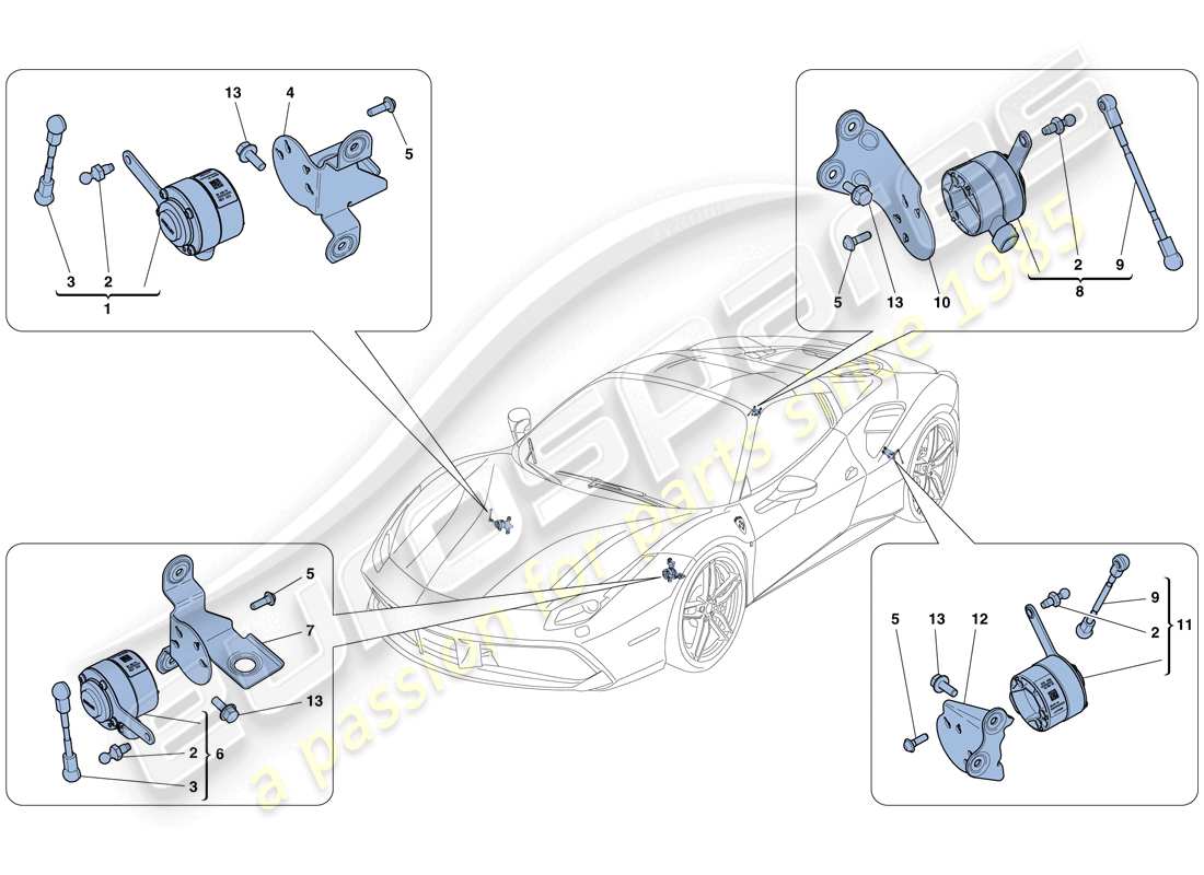 ein Teilediagramm aus dem Ferrari 488 Spider (RHD) Teilekatalog