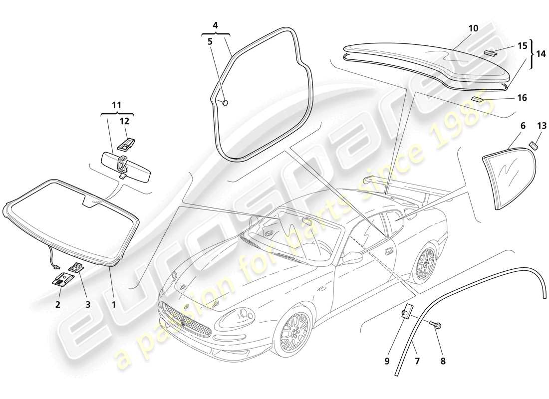 ein Teilediagramm aus dem Maserati Trofeo-Teilekatalog