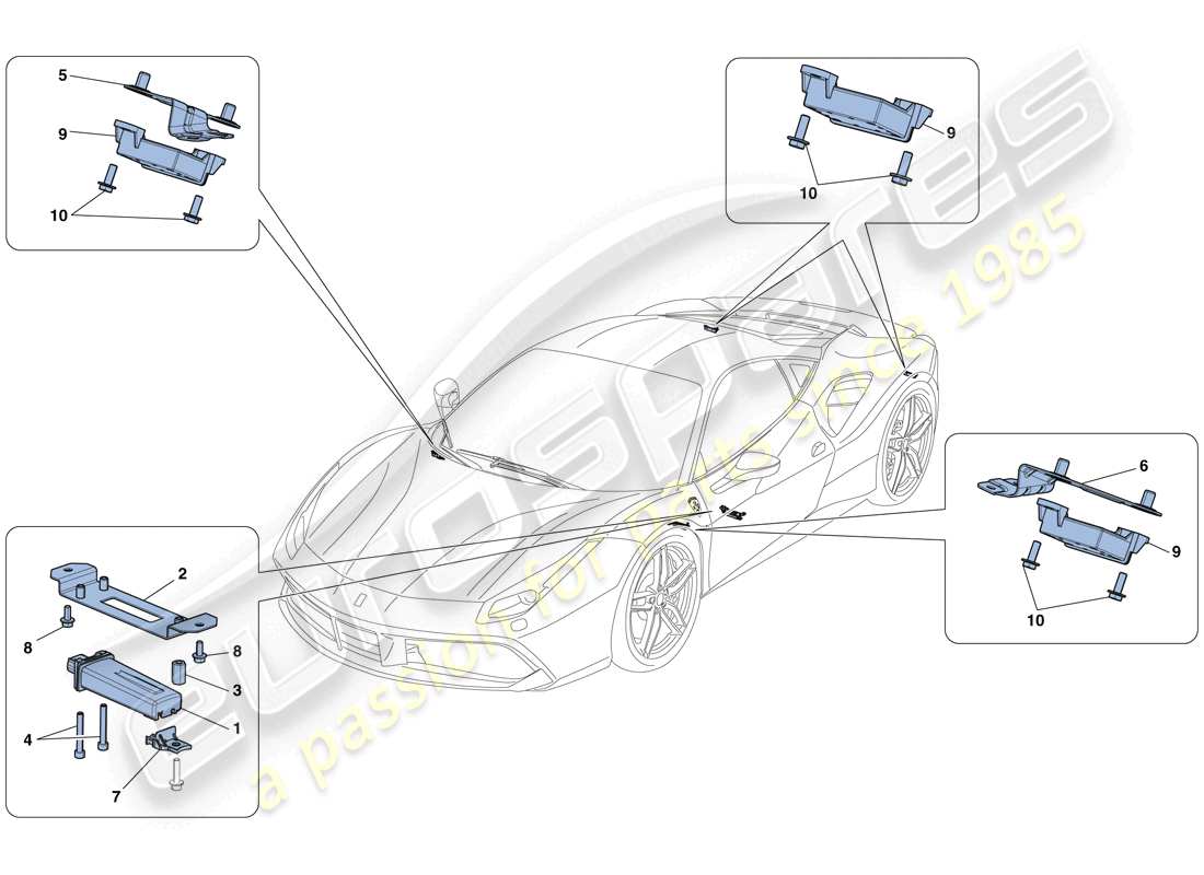 ein Teilediagramm aus dem Ferrari 488 GTB (RHD) Teilekatalog