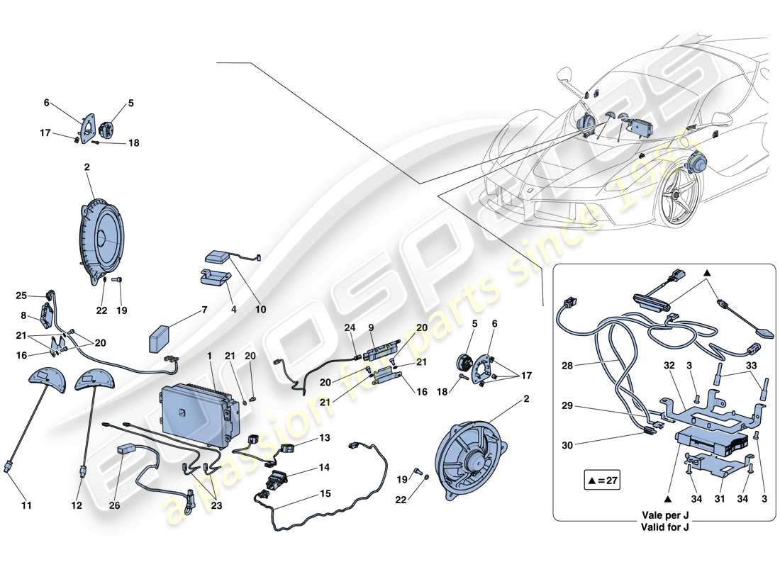 eine teilezeichnung aus dem ferrari laferrari aperta (usa) teilekatalog