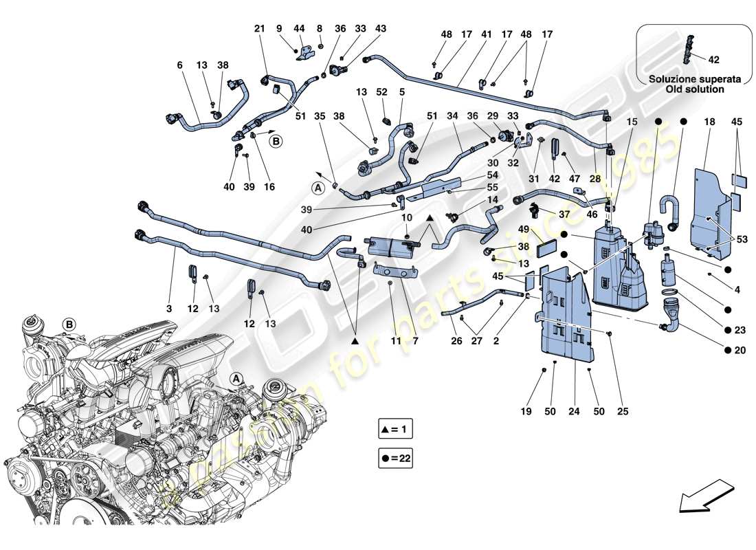 ein Teilediagramm aus dem Ferrari 488 GTB (RHD) Teilekatalog