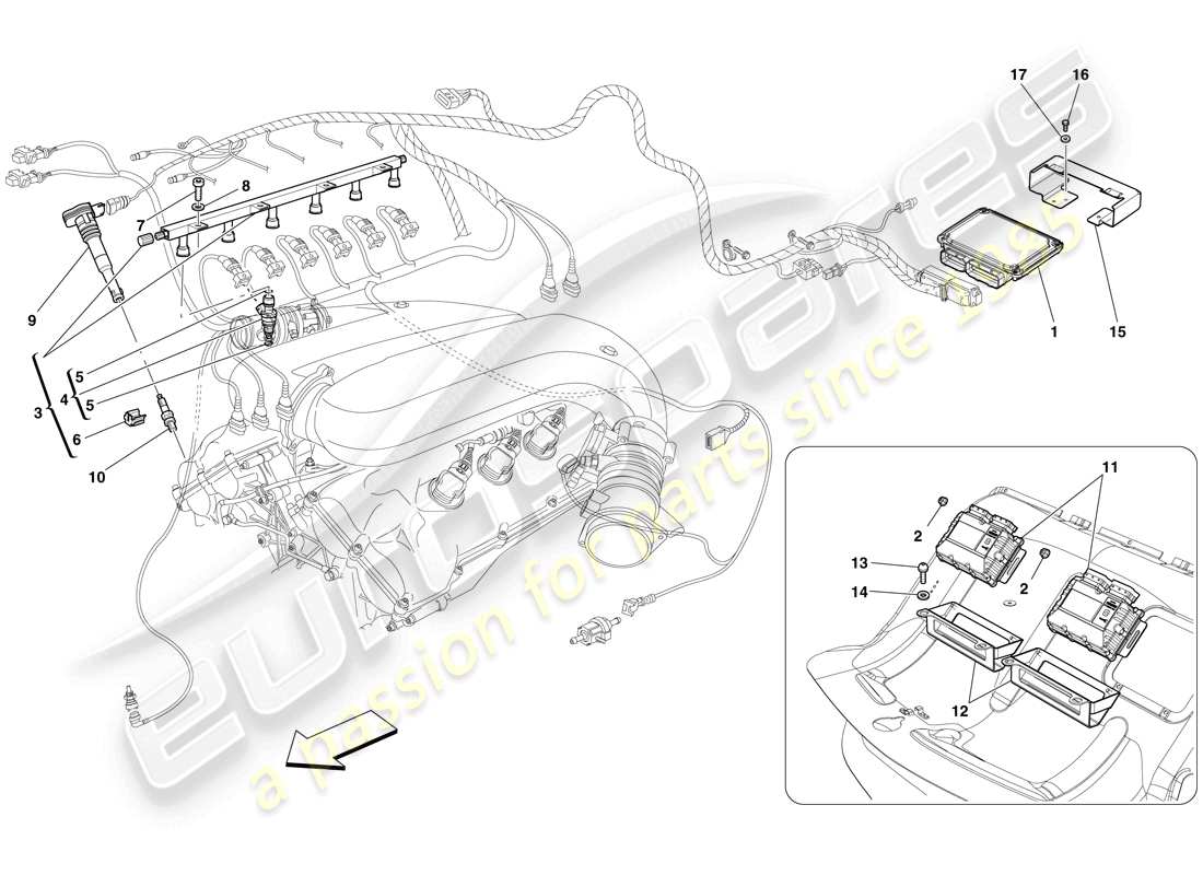ein Teilediagramm aus dem Ferrari 599 SA Aperta (USA) Teilekatalog