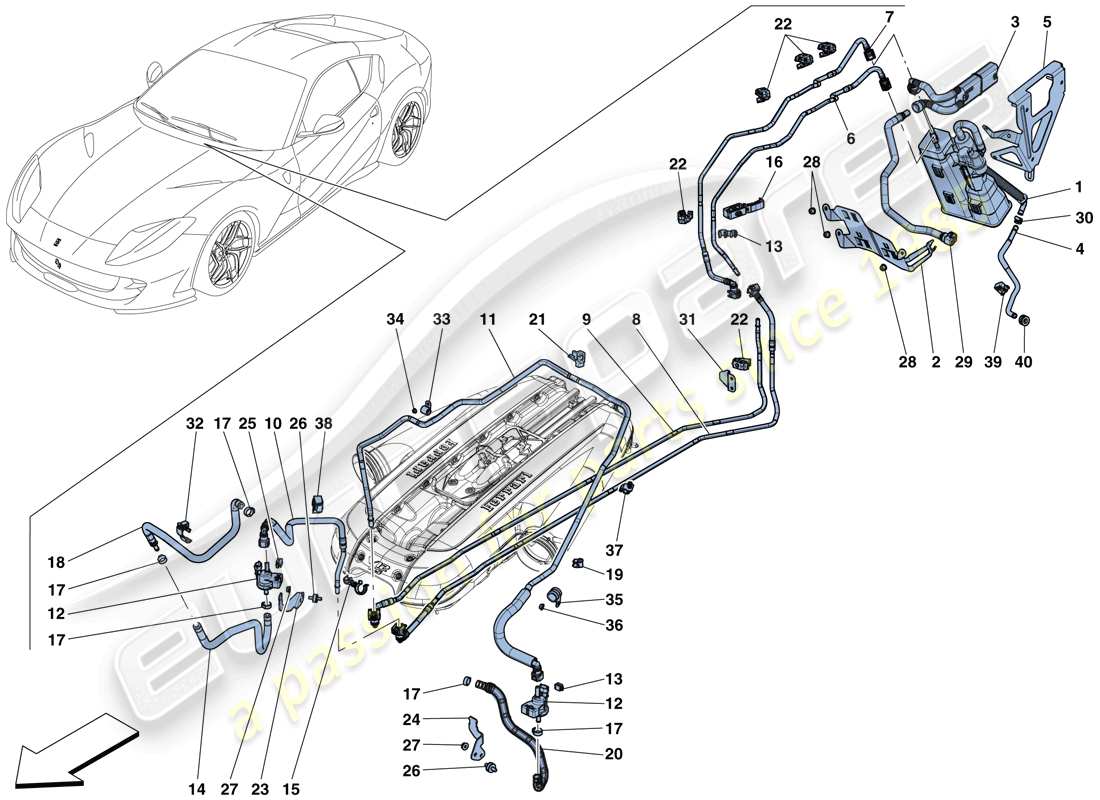 ein Teilediagramm aus dem Ferrari 812 Superfast (USA) Teilekatalog